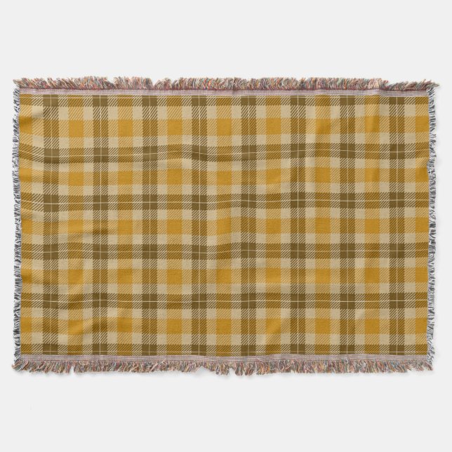 Brown and Beige Tartan Plaid Throw Blanket (Front)