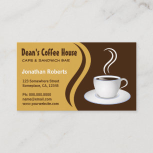 Brown and Beige Waves Coffee House Shop Cafe Business Card
