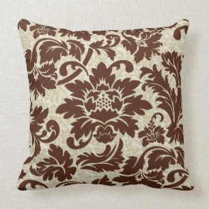 Brown And BeigeVintage Floral Damasks Cushion