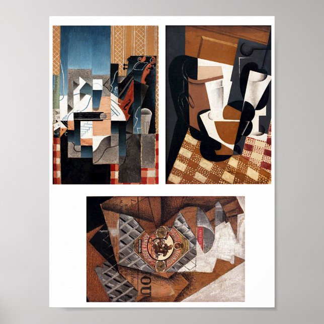 Brown and Black Abstract art collage sheet Poster (Front)