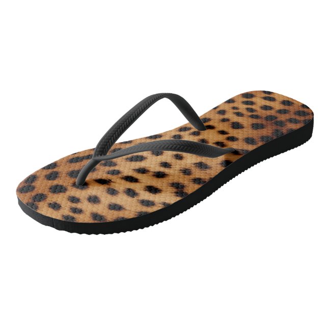 Brown and Black Cheetah Animal print Jandals (Angled)