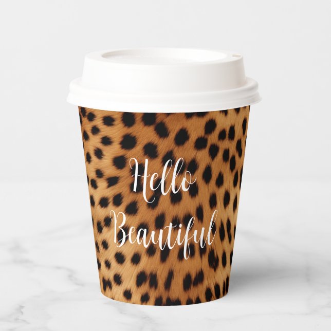 Brown and Black Cheetah Animal print Paper Cups (Front)