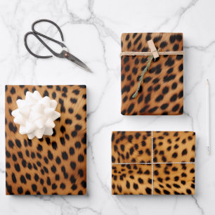 Brown and Black Cheetah Animal print Wrapping Paper Sheet