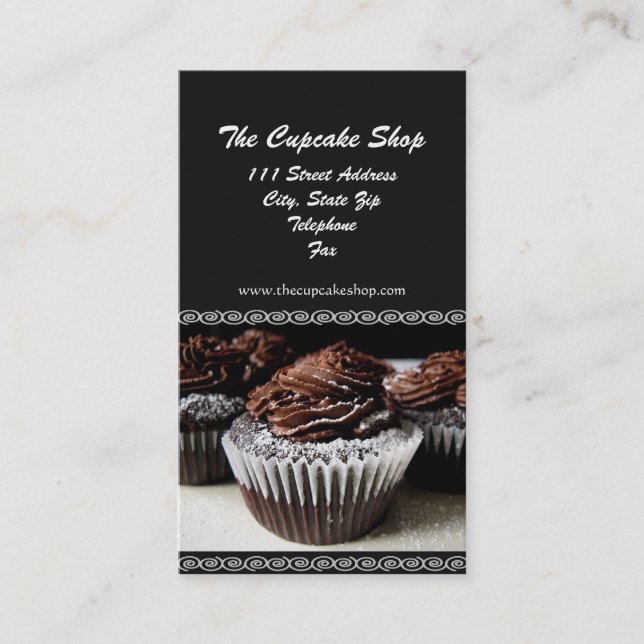 Brown and Black Cupcake Business Cards (Front)
