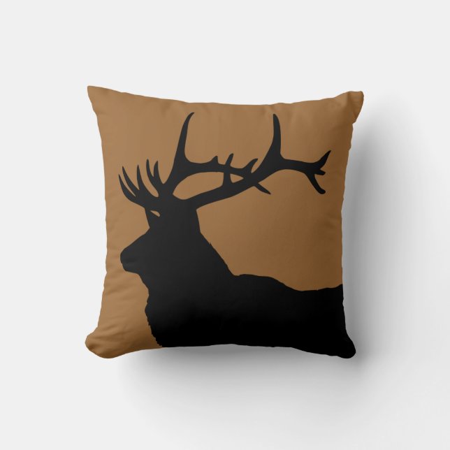 Brown and Black Elk Head Cushion (Front)