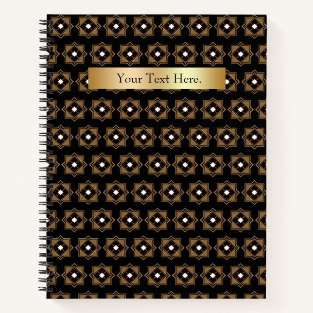 Brown and Black Geometric Pattern Spiral Notebook (Front)