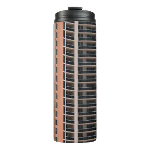 Brown and black high-rise building thermal tumbler