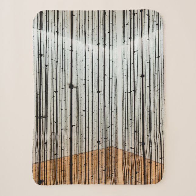 Brown and black illustration sherpa blanket (Front)