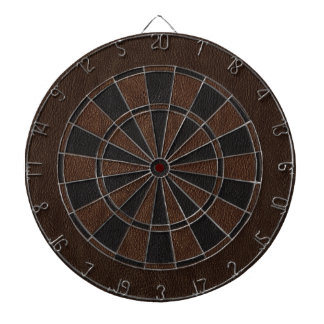 Brown and Black Leather Print Dartboard
