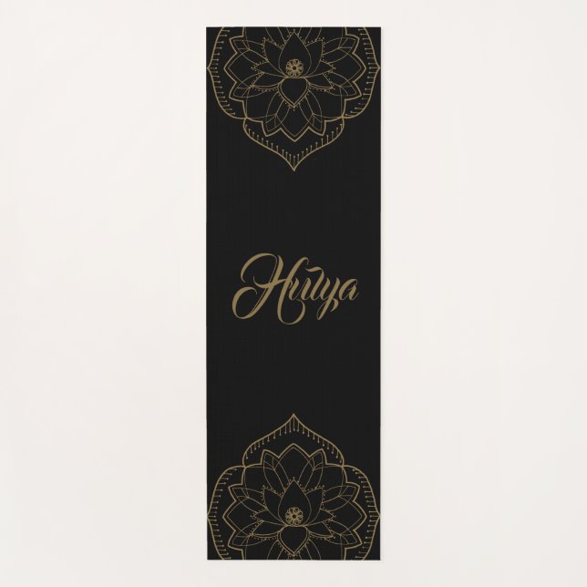 Brown and Black Lotus Mandala Yoga Mat (Front)
