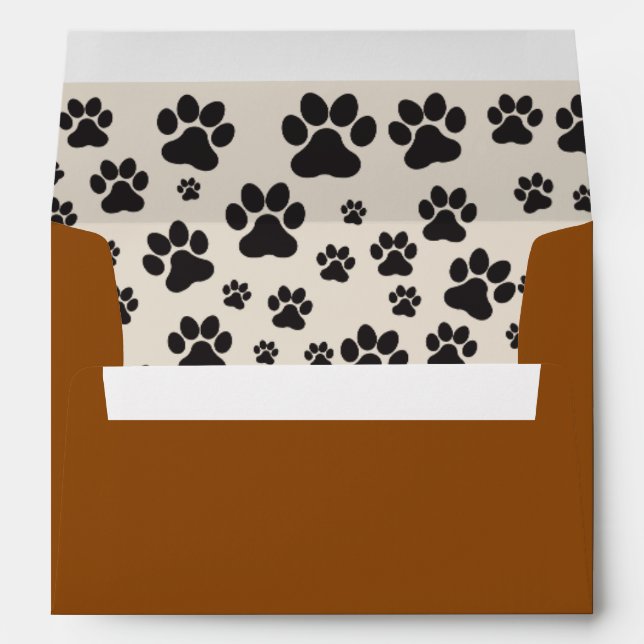Brown and black paw print invitation envelope (Back (Bottom))