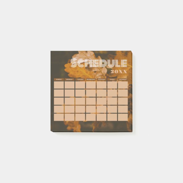 Brown and Black Photo Grid Monthly Schedule 20XX Post-it Notes (Front)