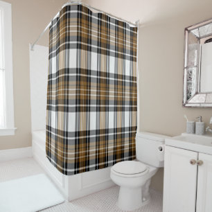 Brown And Black Plaid Shower Curtain