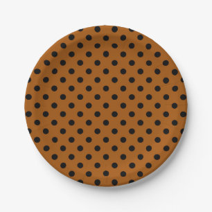 Brown and Black Polka Dots Paper Plate