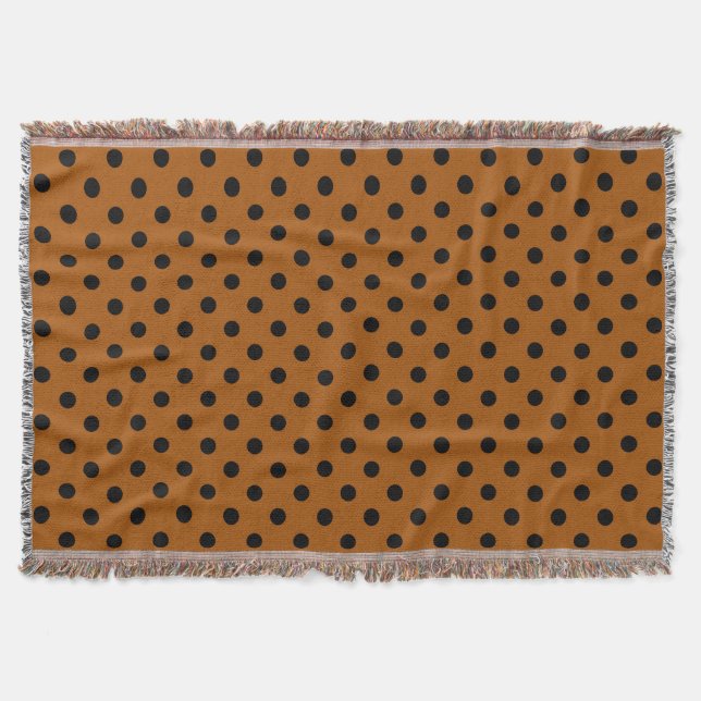 Brown and Black Polka Dots Throw Blanket (Front)