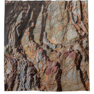 Brown and black rock formation shower curtain
