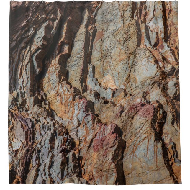 Brown and black rock formation shower curtain (Front)