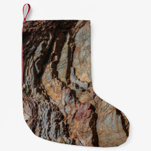 Brown and black rock formation small christmas stocking
