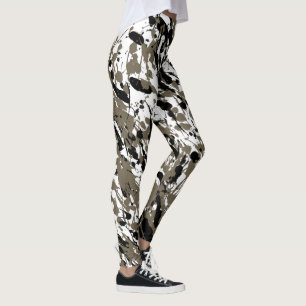 Brown and Black Splash and Drip Art Leggings