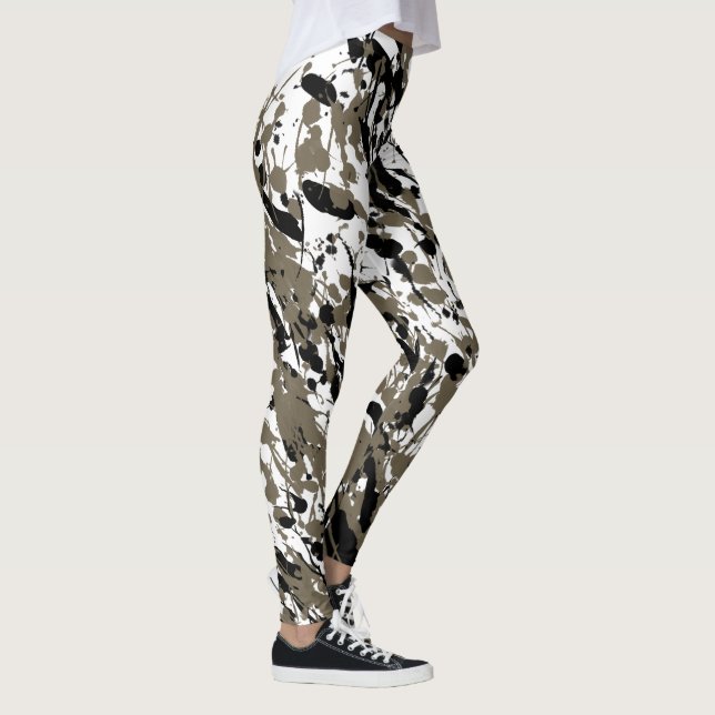 Brown and Black Splash and Drip Art Leggings (Right)
