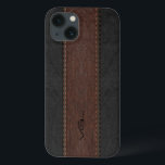 Brown And Black Stitched Leather Stripes iPhone 13 Case<br><div class="desc">Image of black and brown aged leather texture stitched stripes with beige accents. Custom and optional monogram. Elegant masculine design. Design is available on selected product but can be requested on any by email.</div>