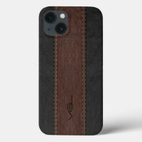 Brown And Black Stitched Leather Stripes