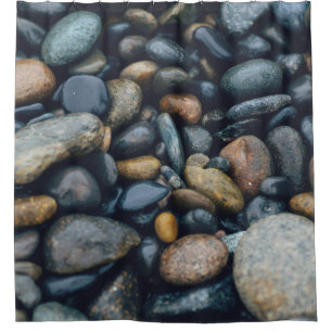 BROWN AND BLACK STONES SHOWER CURTAIN