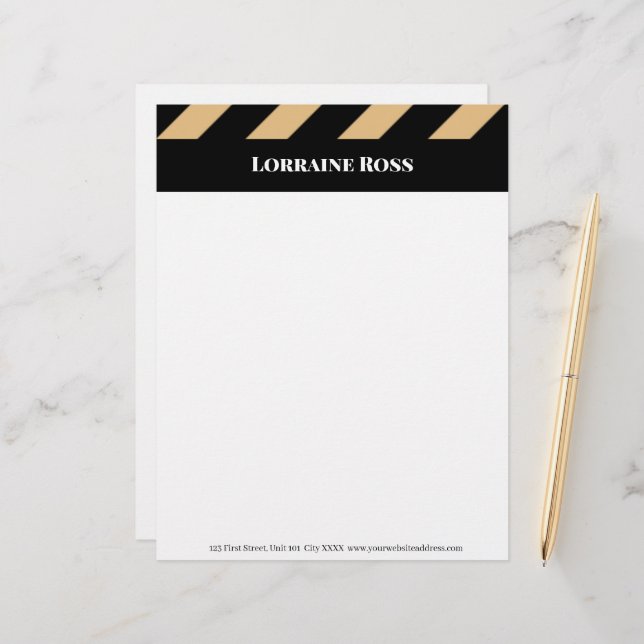 Brown and black stripe  professional custom letterhead (Front/Back In Situ)