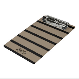 Brown and black stripes pattern personalised mini clipboard