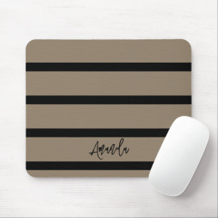 Brown and black stripes pattern personalised mouse pad