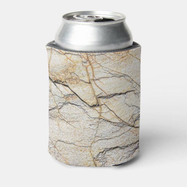 Brown and Black Textured Mable Stone  Can Cooler (Can Back)