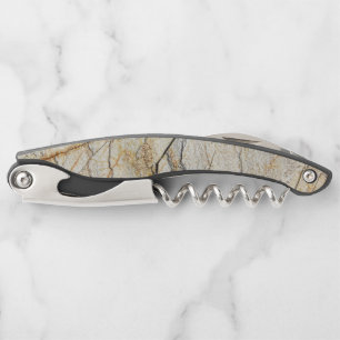 Brown and Black Textured Mable Stone Corkscrew