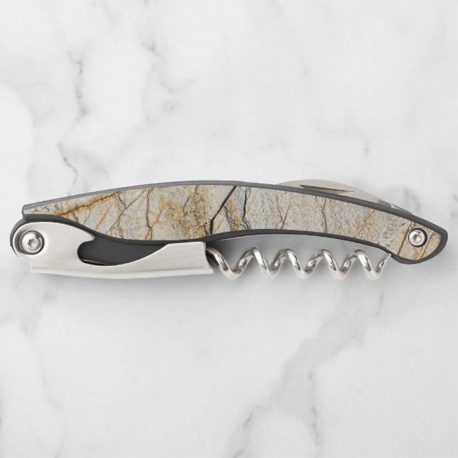 Brown and Black Textured Mable Stone  Corkscrew (Front)