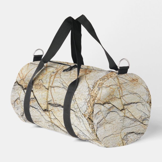 Brown and Black Textured Mable Stone  Duffle Bag (Left Corner)