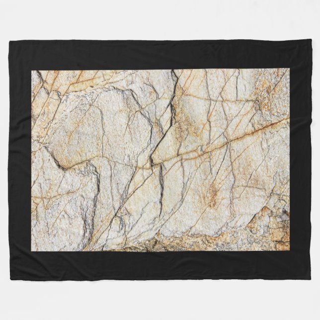 Brown and Black Textured Mable Stone  Fleece Blanket (Front (Horizontal))