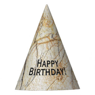 Brown and Black Textured Mable Stone Happy Party Hat