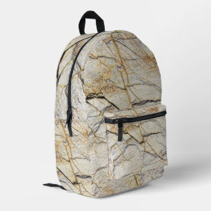 Brown and Black Textured Mable Stone Printed Backpack