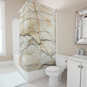 Brown and Black Textured Mable Stone  Shower Curtain