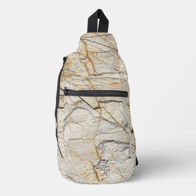 Brown and Black Textured Mable Stone  Sling Bag (Front)