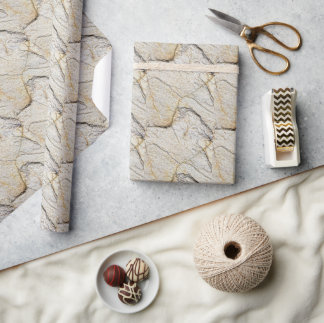 Brown and Black Textured Mable Stone Wrapping Paper