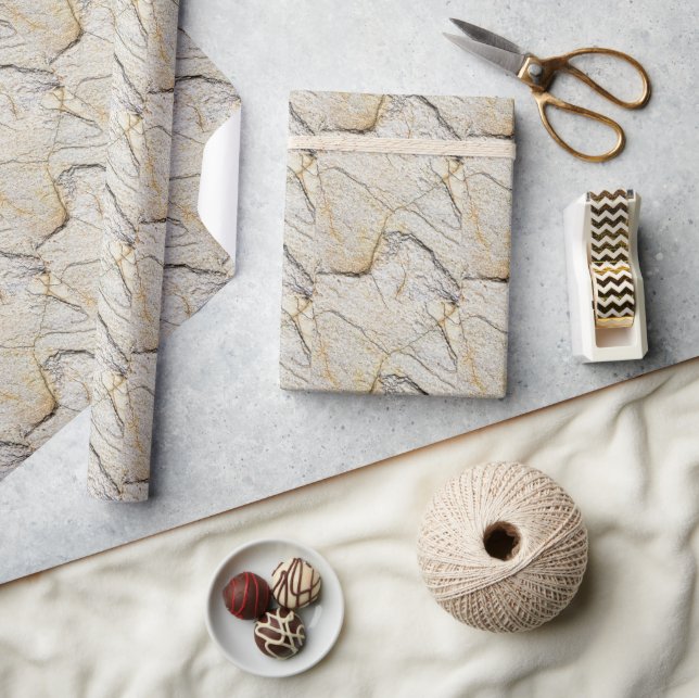 Brown and Black Textured Mable Stone  Wrapping Paper (Crafts)