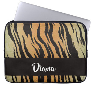 Brown and black tiger print laptop sleeve