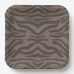 Brown and black tiger stripes  paper plate