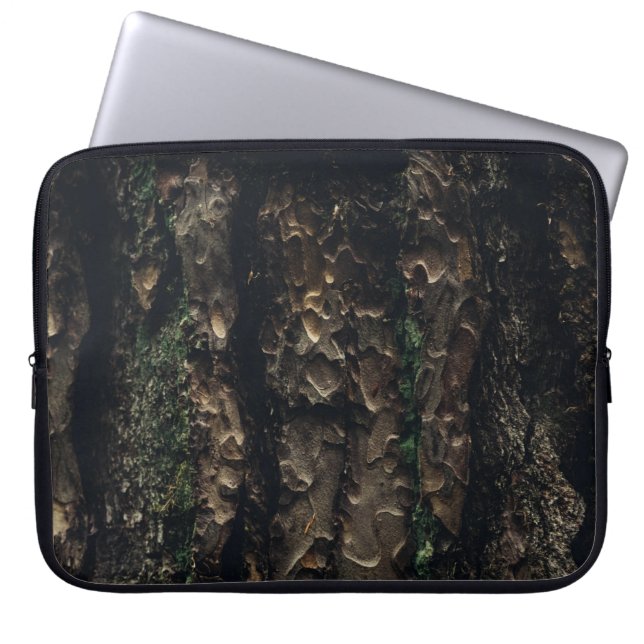 Brown and black tree trunk laptop sleeve (Front)