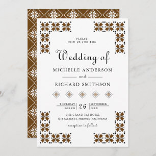 Brown and Black Ukrainian Embroidery Wedding Invitation
