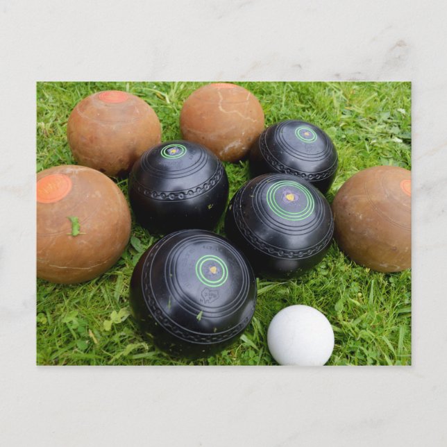 Brown And Black Vintage Lawn Bowls, Postcard (Front)