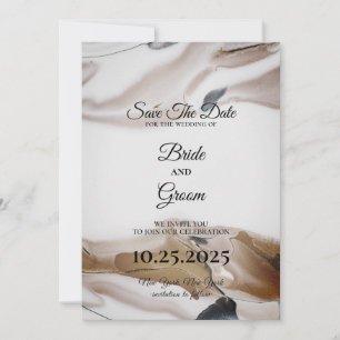 Brown and Black Watercolor Save the Date Card