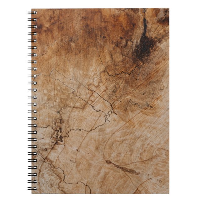 Brown and black wooden surface notebook (Front)