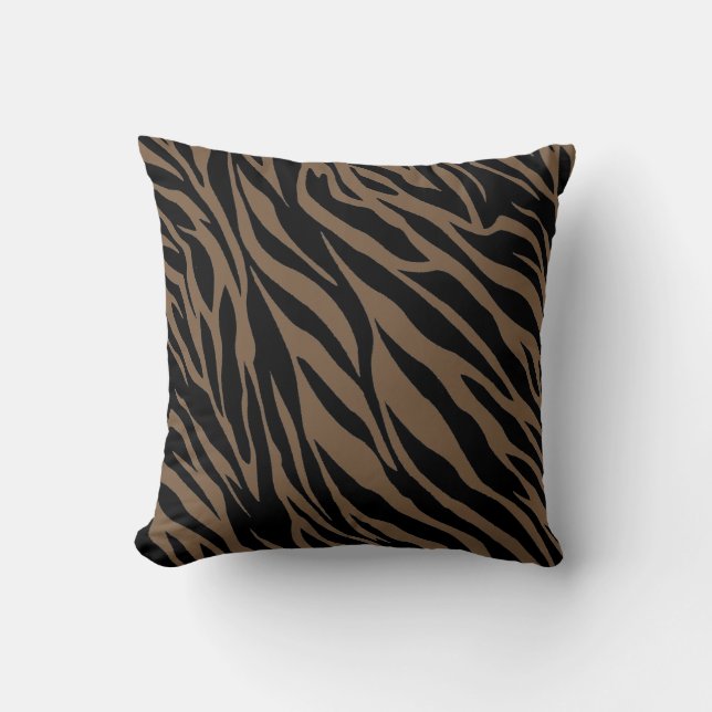 Brown and black zebra print  cushion (Front)