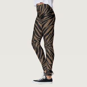 Brown and black zebra print leggings